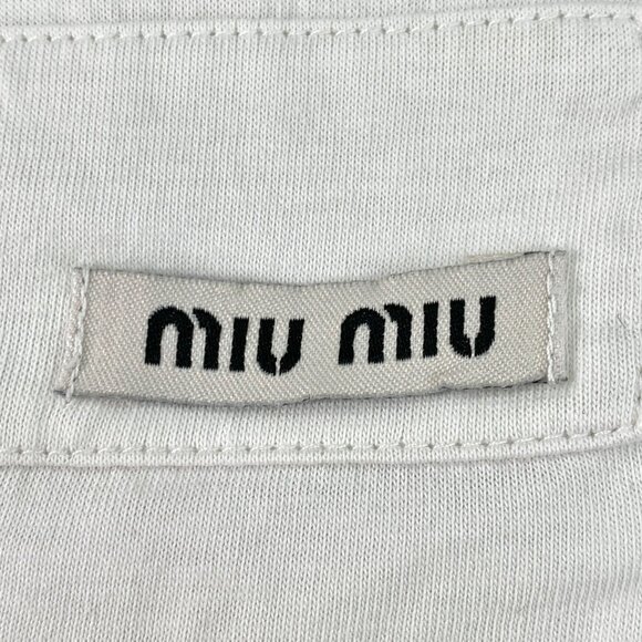 Miu Miu White "One Day Love" Cotton Round Neck Short Sleeve T-Shirt M - Picture 5 of 8